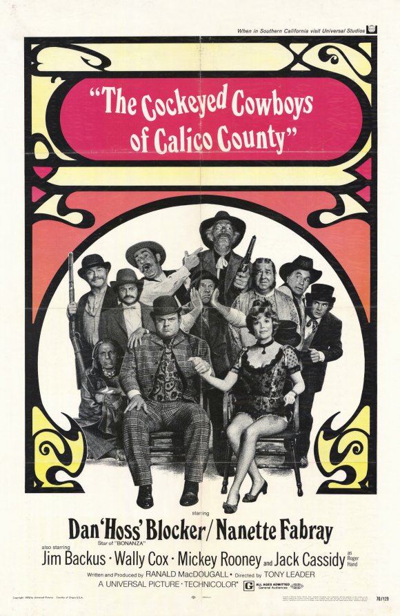 Jim Backus, Noah Beery Jr., Jack Elam, Mickey Rooney, Iron Eyes Cody, Don 'Red' Barry, Dan Blocker, Wally Cox, Nanette Fabray, Henry Jones, and Stubby Kaye in The Cockeyed Cowboys of Calico County (1970)