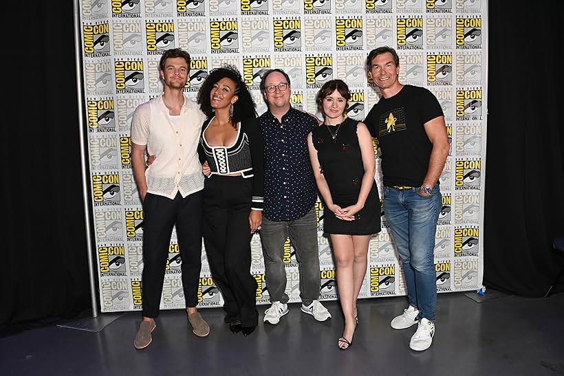 Jerry O'Connell, Mike McMahan, Noël Wells, Jack Quaid, and Tawny Newsome at an event for Star Trek: Lower Decks (2020)