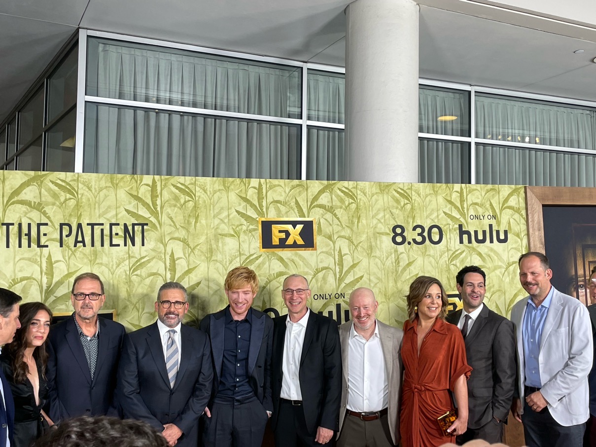 [Hollywood, CA] Premiere of FX's The Patient on Hulu - August 23, 2022. (L to R) Chris Long, Steve Carell, Domhnall Gleeson, Joel Fields, Joe Weisberg, Laura Niemi, Andrew Leeds