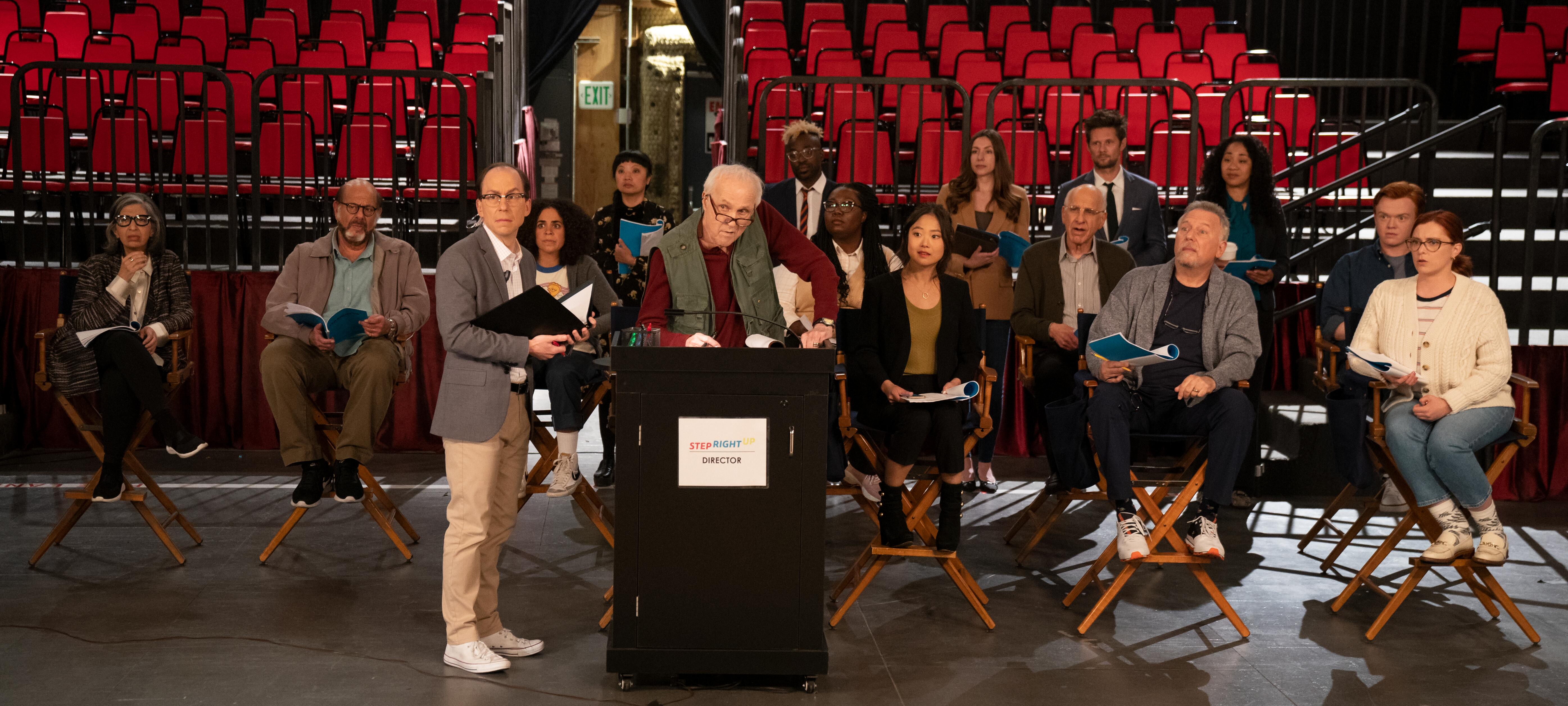 Paul Reiser, Rose Abdoo, Fred Melamed, Lawrence Pressman, George Wyner, Ryan Dietz, Rachel Bloom, Krista Marie Yu, Kimia Behpoornia, Korama Danquah, and Dan Leahy in Reboot (2022)