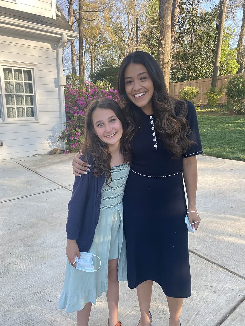 Chloe and Gina Rodriguez on the set of I Want You Back