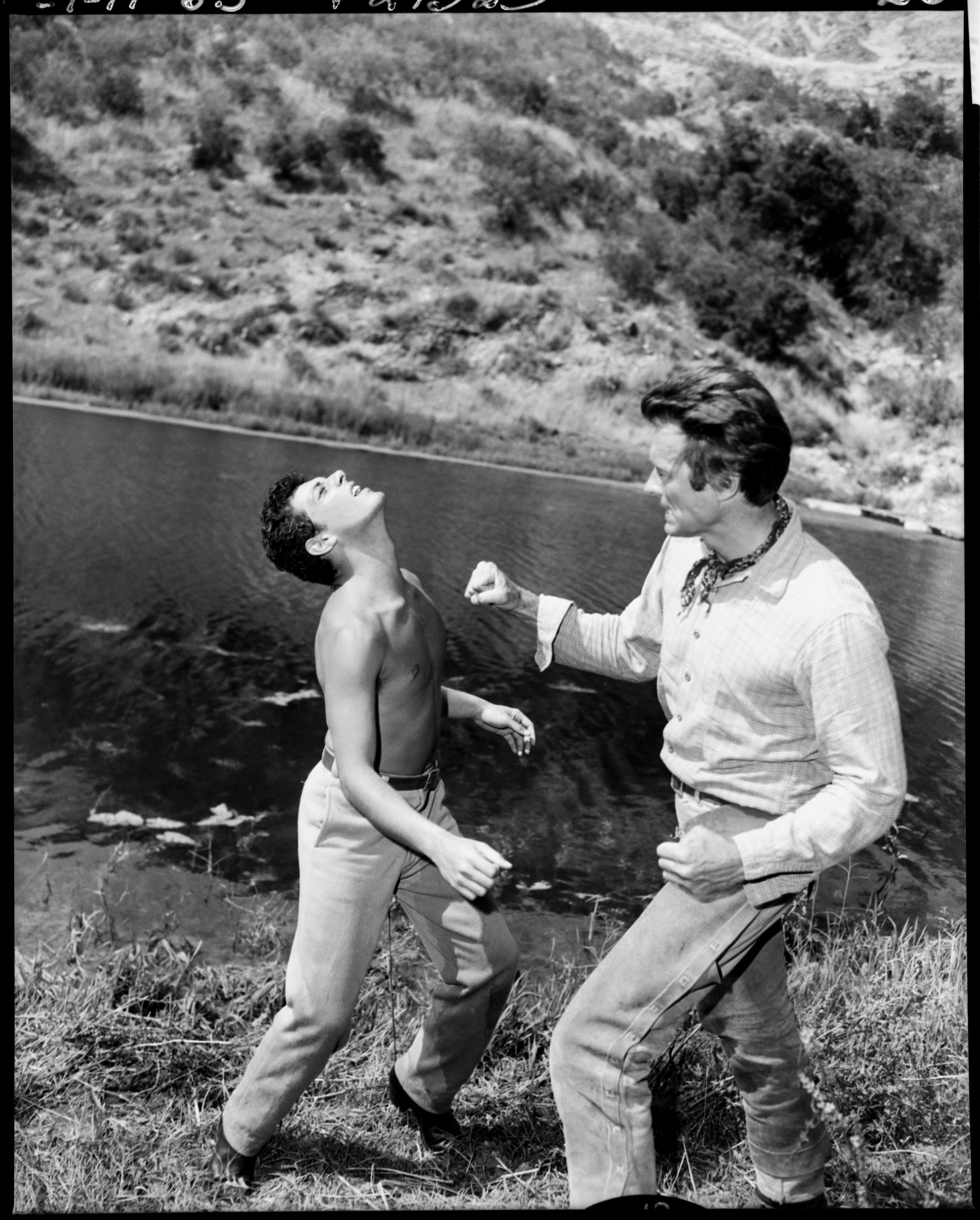 Clint Eastwood and Frankie Avalon in Rawhide (1959)