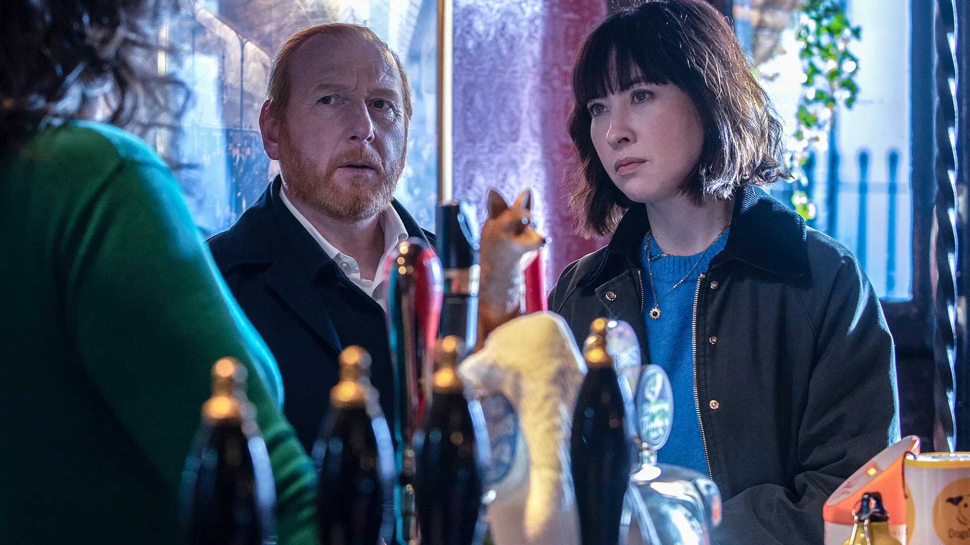 Adrian Scarborough and Vanessa Emme in The Chelsea Detective (2022)