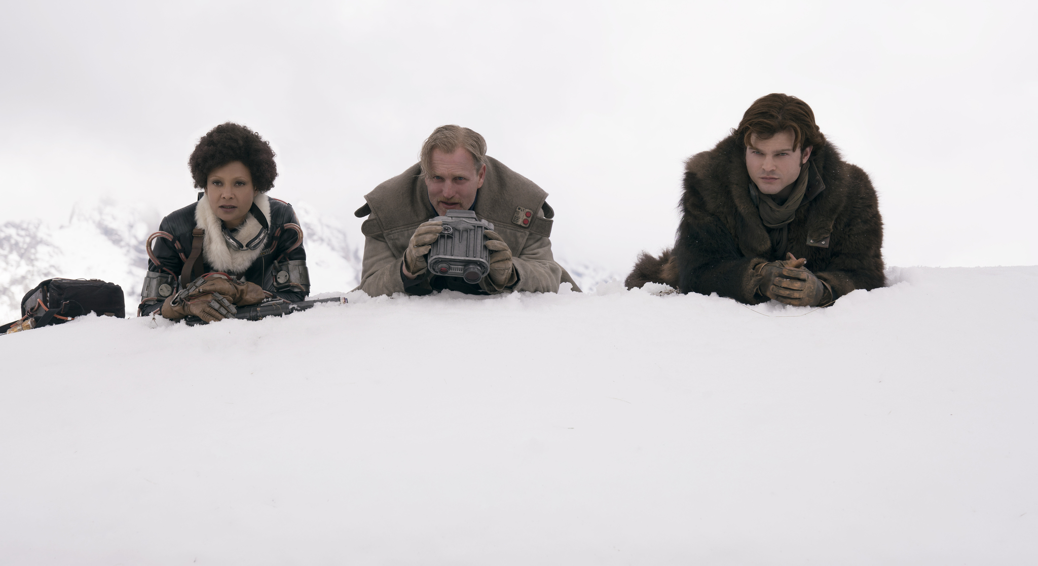 Woody Harrelson, Thandiwe Newton, and Alden Ehrenreich in Solo: A Star Wars Story (2018)