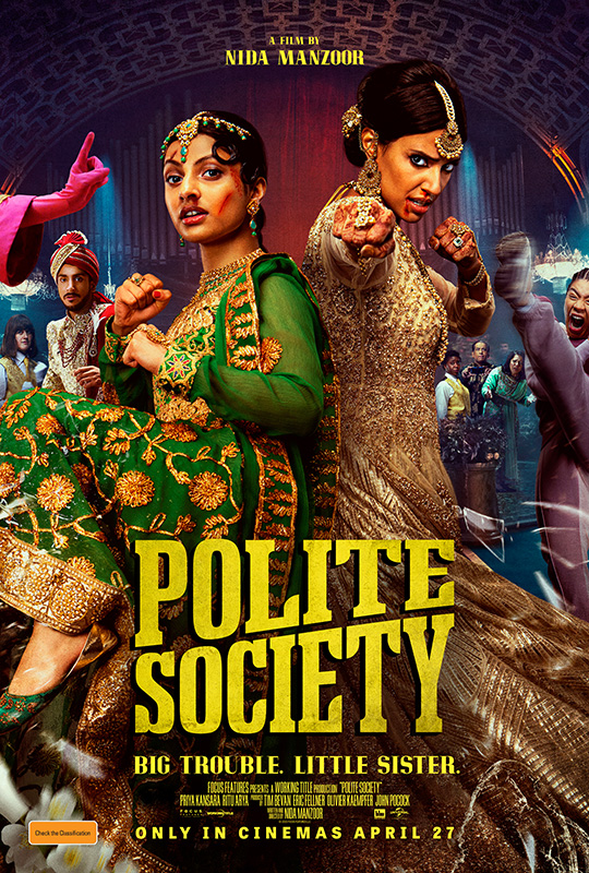 Shobu Kapoor, Jeff Mirza, Akshay Khanna, Priya Kansara, Shona Babayemi, Ritu Arya, Seraphina Beh, and Ella Bruccoleri in Polite Society (2023)