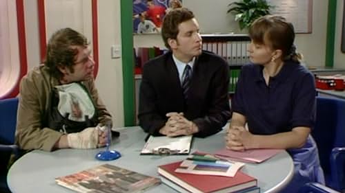 Chris Barrie, Michael Burns, and Julia St John in The Brittas Empire (1991)