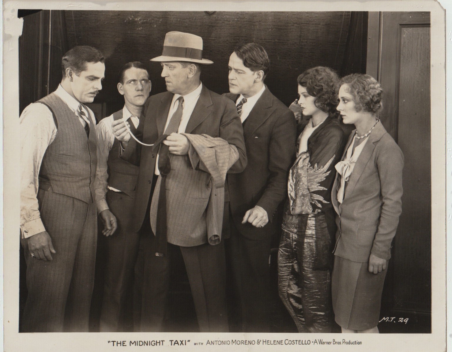 Myrna Loy, Robert Agnew, Helene Costello, Tom Dugan, Pat Hartigan, and Antonio Moreno in The Midnight Taxi (1928)