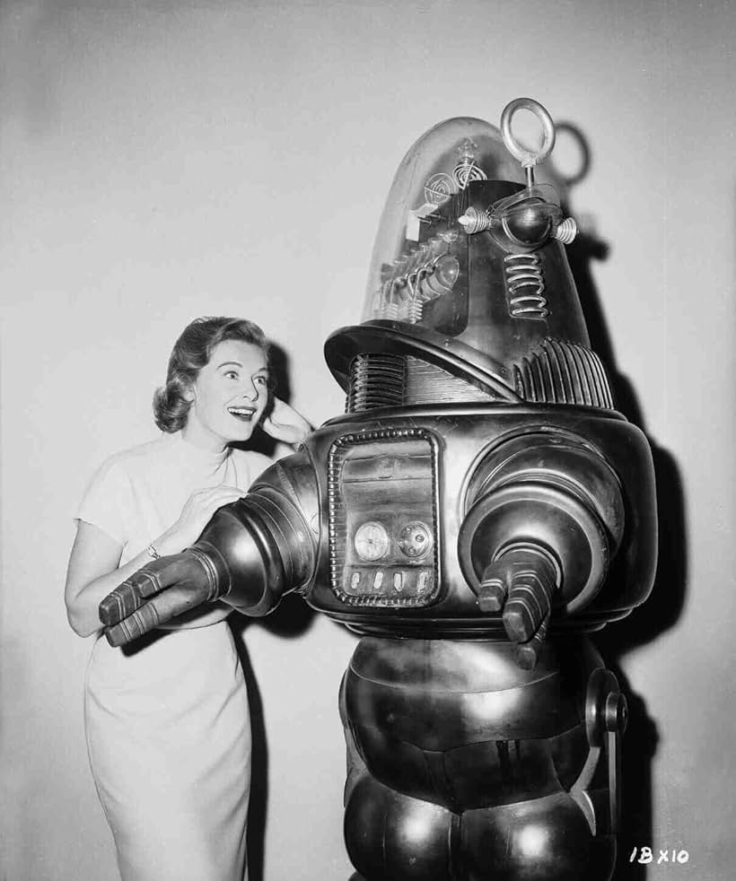 Diane Brewster and Robby the Robot in The Invisible Boy (1957)