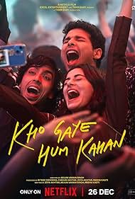 Adarsh Gourav, Siddhant Chaturvedi, and Ananya Panday in Kho Gaye Hum Kahan (2023)