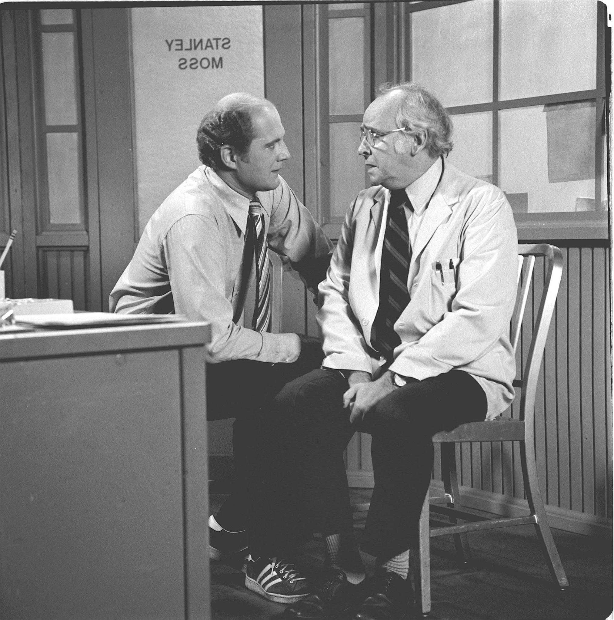 David Ogden Stiers and Barnard Hughes at an event for Doc (1975)