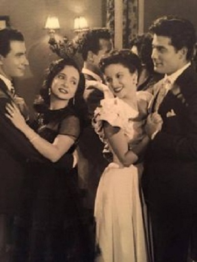 Faten Hamamah, Shukri Sarhan, and Shadia in Moawad ma al hayat (1953)