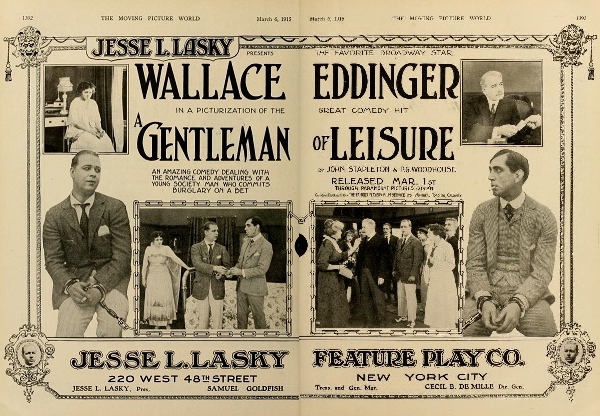 Sydney Deane, Wallace Eddinger, Tom Forman, Carol Holloway, Gertrude Kellar, and Fred Montague in A Gentleman of Leisure (1915)