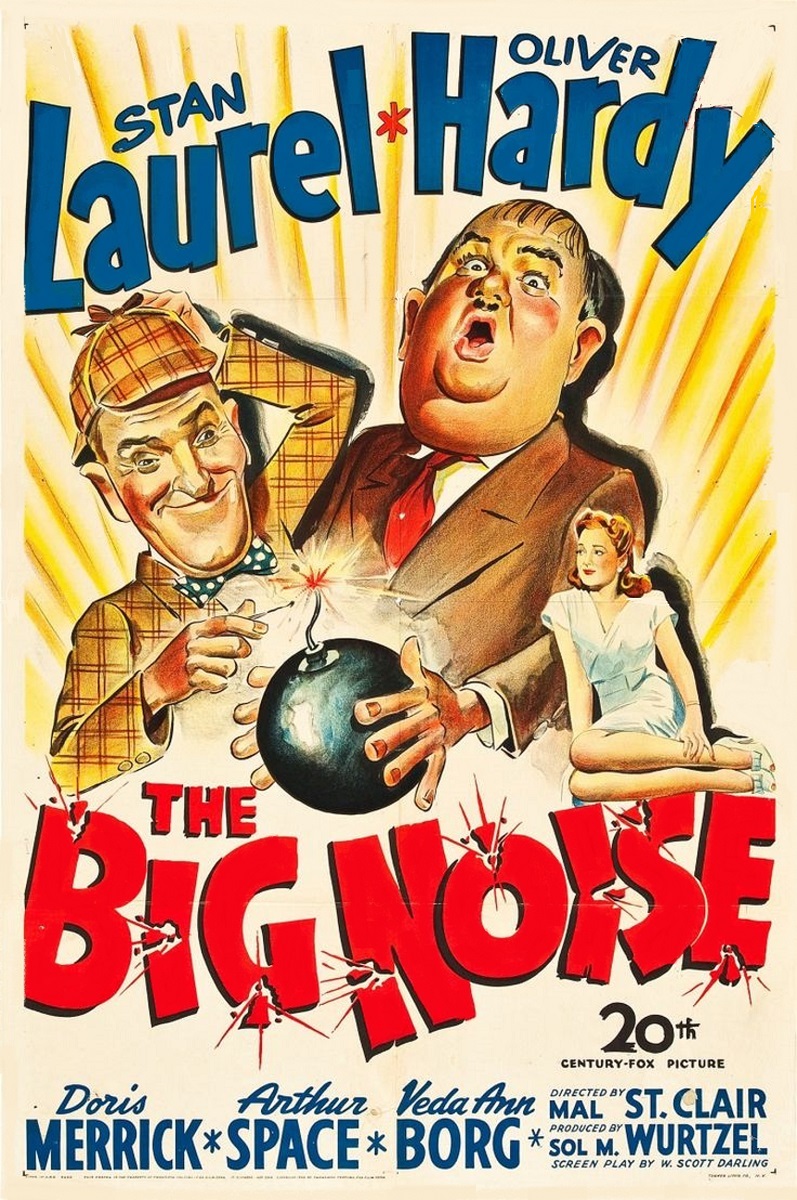 Oliver Hardy, Stan Laurel, and Doris Merrick in The Big Noise (1944)