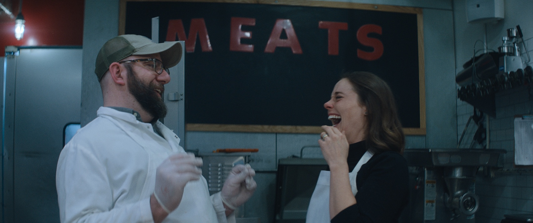 Ashley Williams and Giancarlo Sbarbaro in Meats (2020)