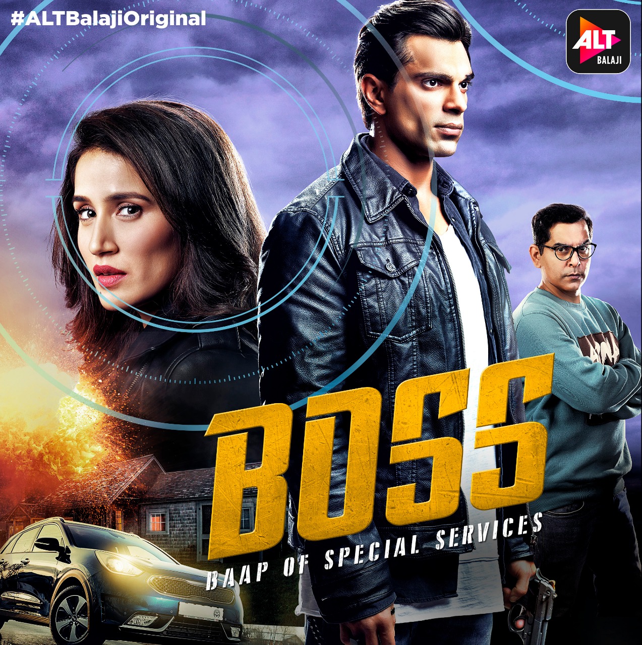 Gaurav Gera, Sagarika Ghatge, and Karan Singh Grover in BOSS: Baap of Special Services (2019)