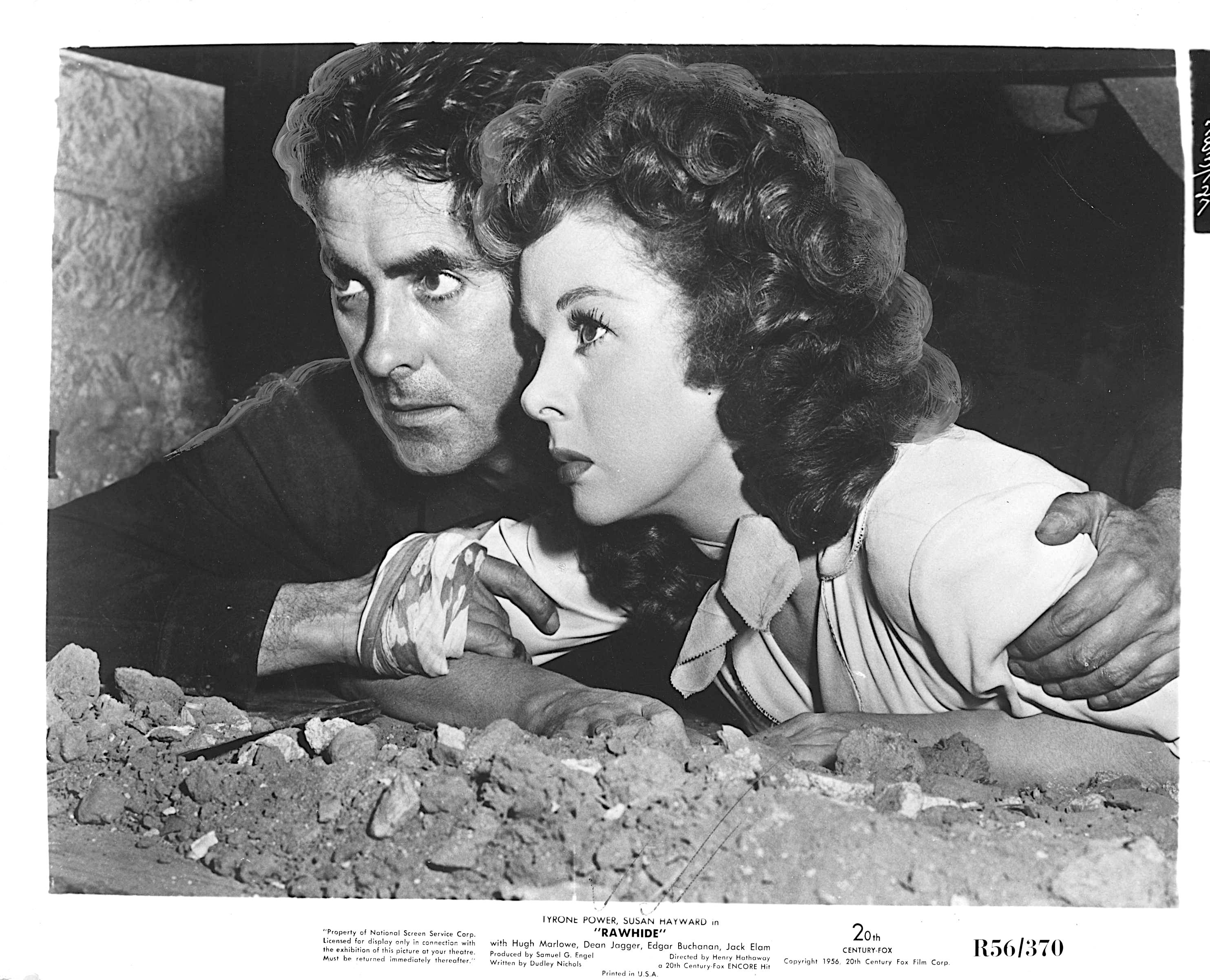 Tyrone Power and Susan Hayward in Rawhide (1951)