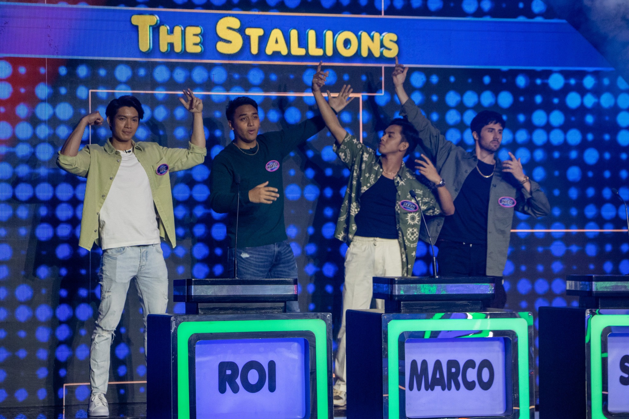 Nico Locco, Marco Gomez, Sean De Guzman, and Roi Alonte in Family Feud Philippines (2022)