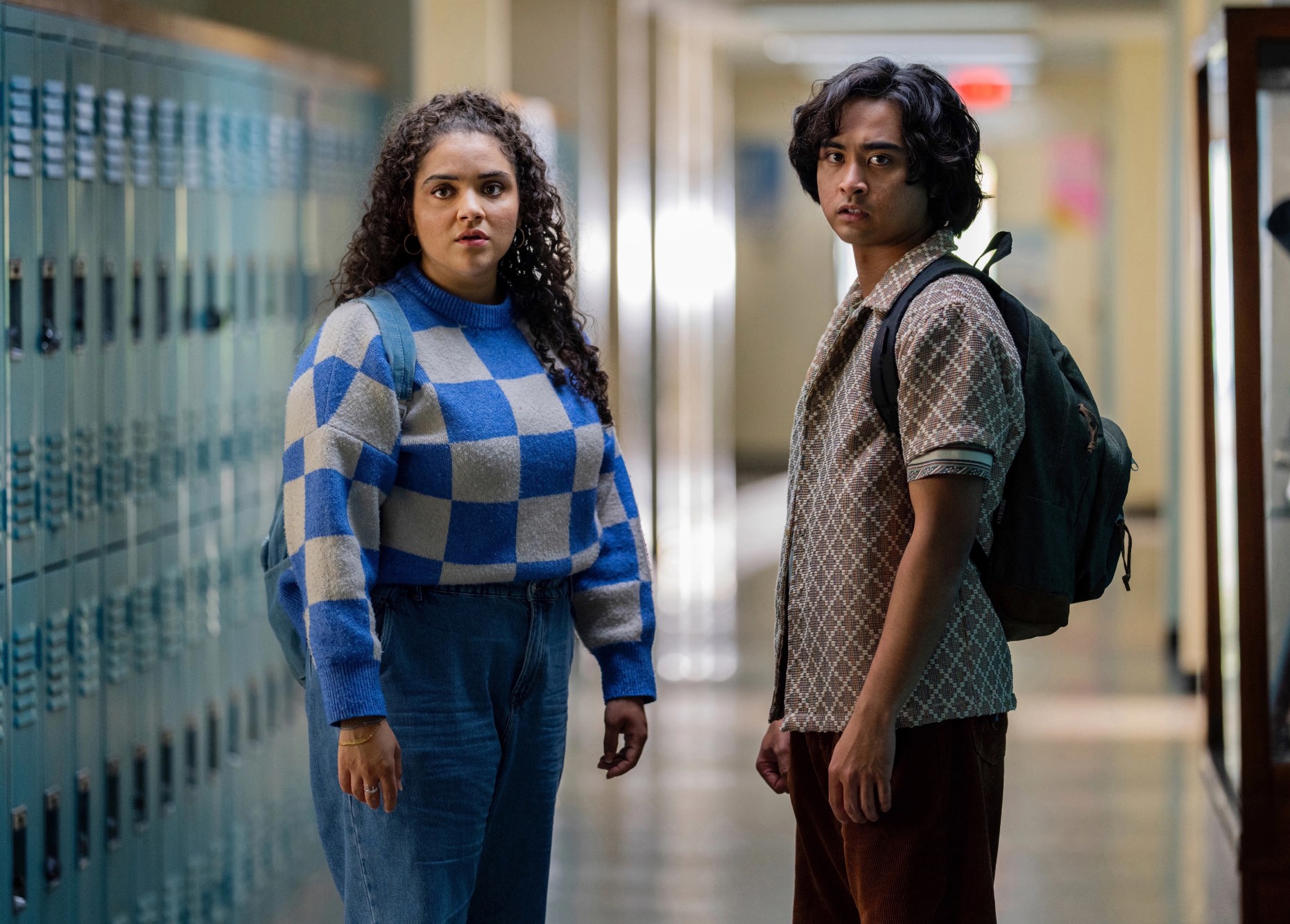 Kiara Pichardo and Kristian Ventura in School Spirits (2023)