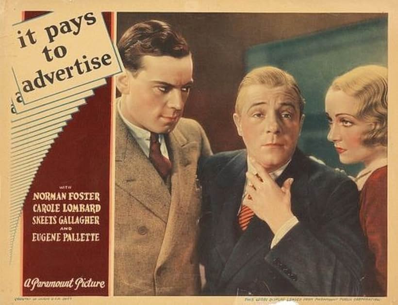 Carole Lombard, Norman Foster, and Richard 'Skeets' Gallagher in It Pays to Advertise (1931)