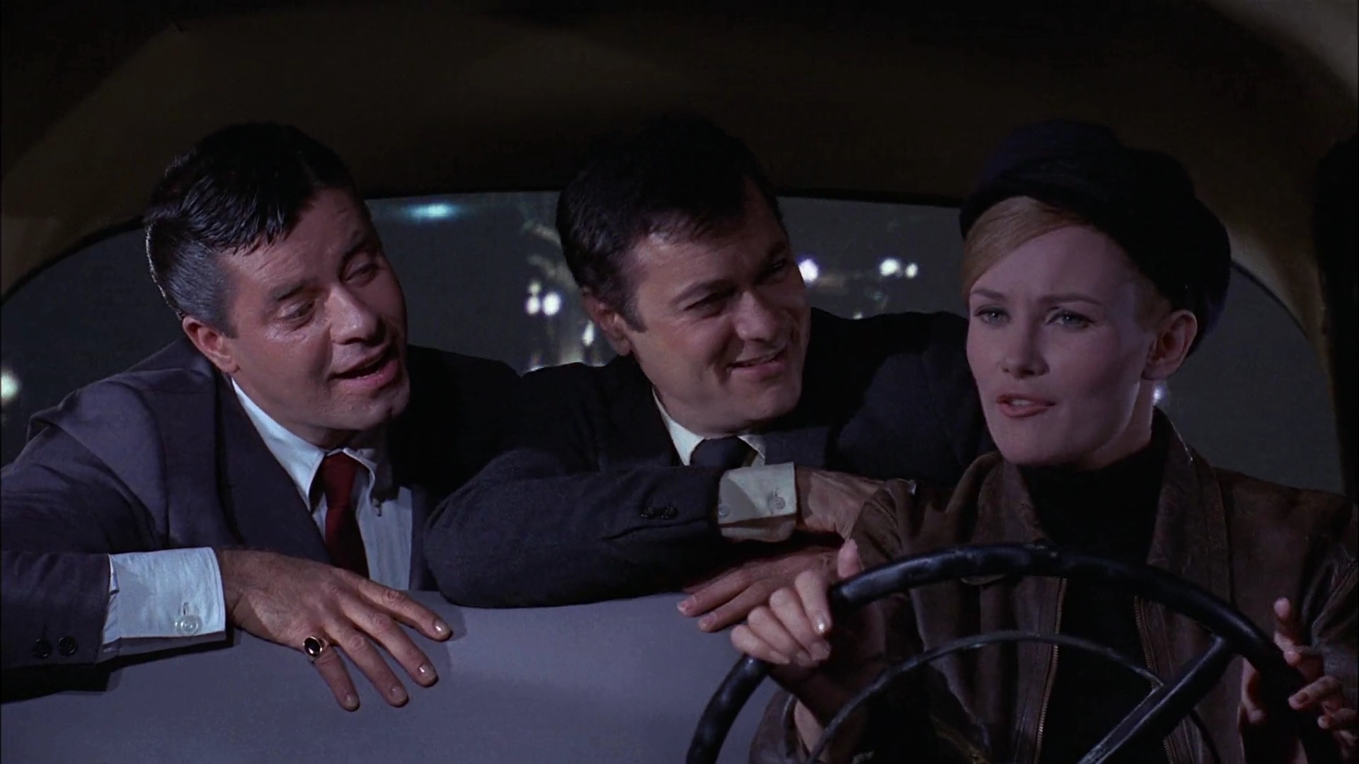 Tony Curtis, Jerry Lewis, and Françoise Bush in Boeing, Boeing (1965)