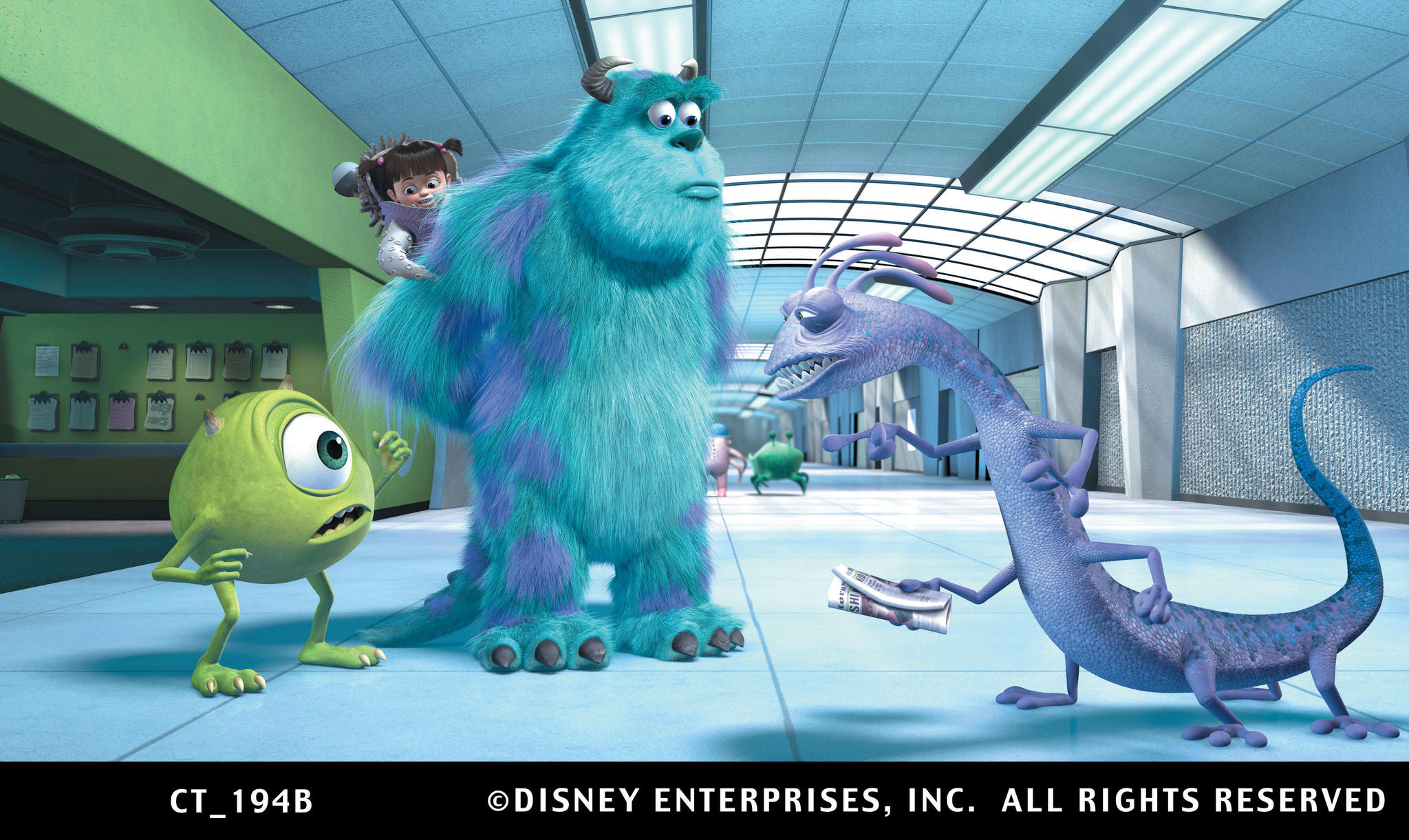 Steve Buscemi, Billy Crystal, John Goodman, and Mary Gibbs in Monsters, Inc. (2001)