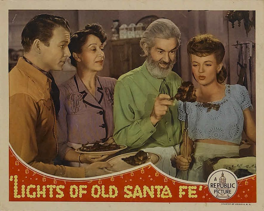 Roy Rogers, Claire Du Brey, Dale Evans, and George 'Gabby' Hayes in Lights of Old Santa Fe (1944)