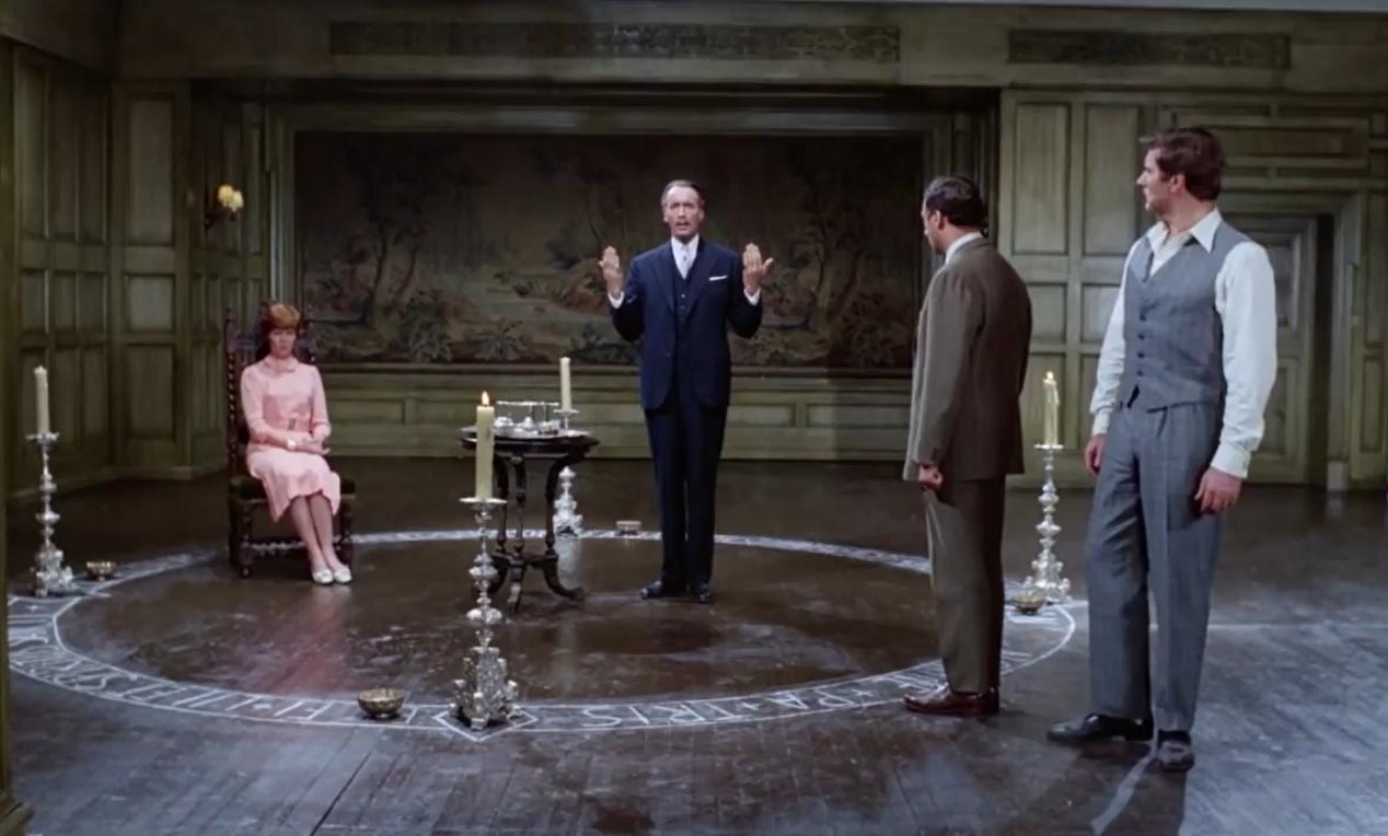 Christopher Lee, Paul Eddington, Leon Greene, and Sarah Lawson in The Devil Rides Out (1968)