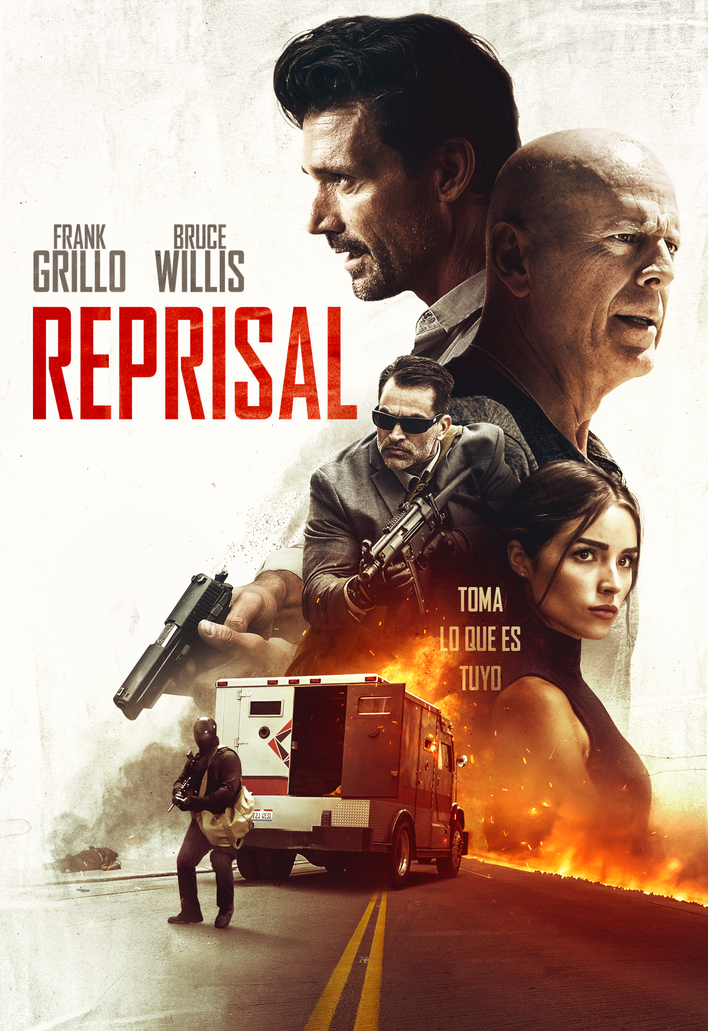 Bruce Willis, Johnathon Schaech, Frank Grillo, and Olivia Culpo in Reprisal (2018)