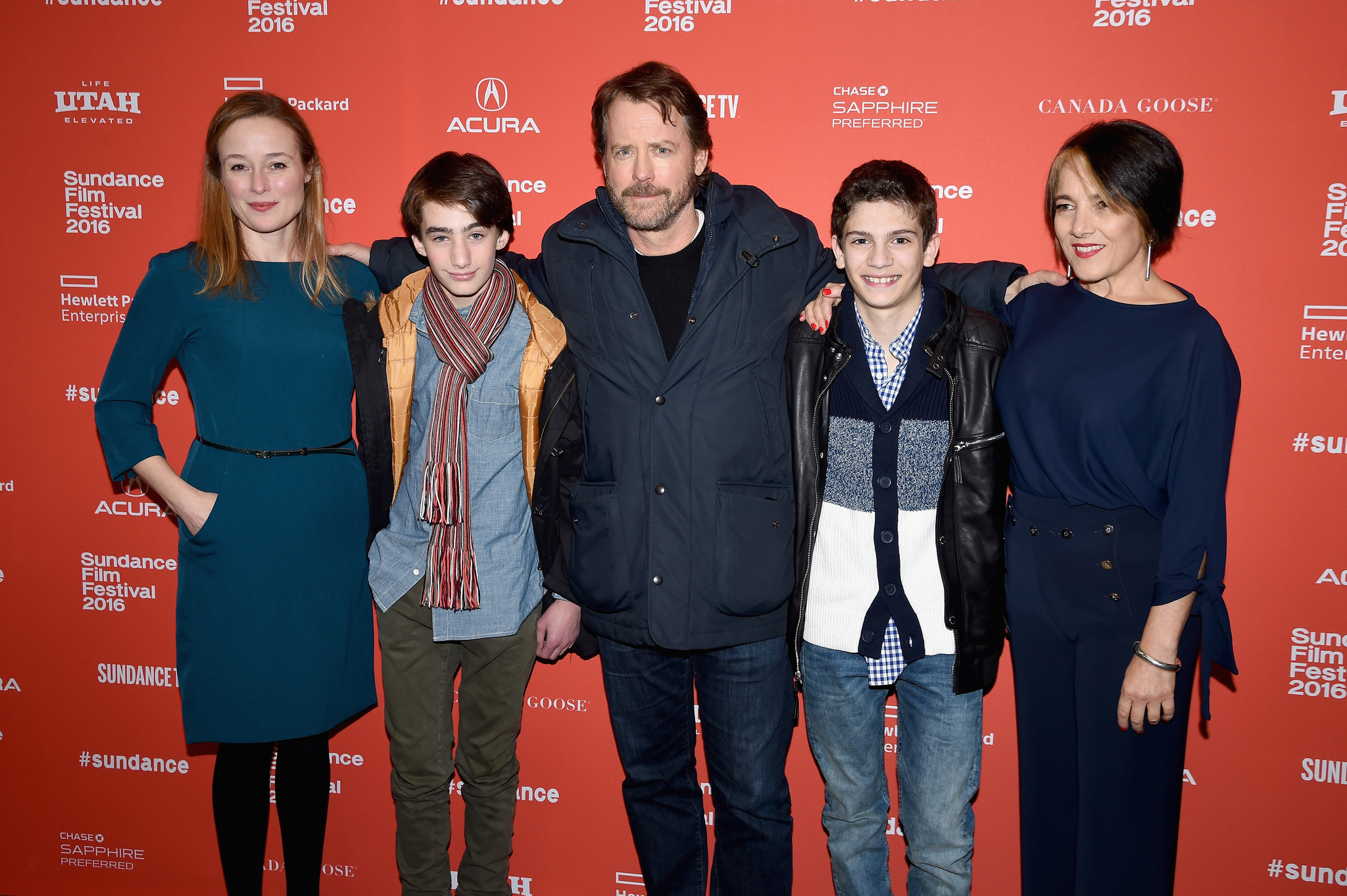 Jennifer Ehle, Greg Kinnear, Paulina García, Theo Taplitz, and Michael Barbieri at an event for Little Men (2016)