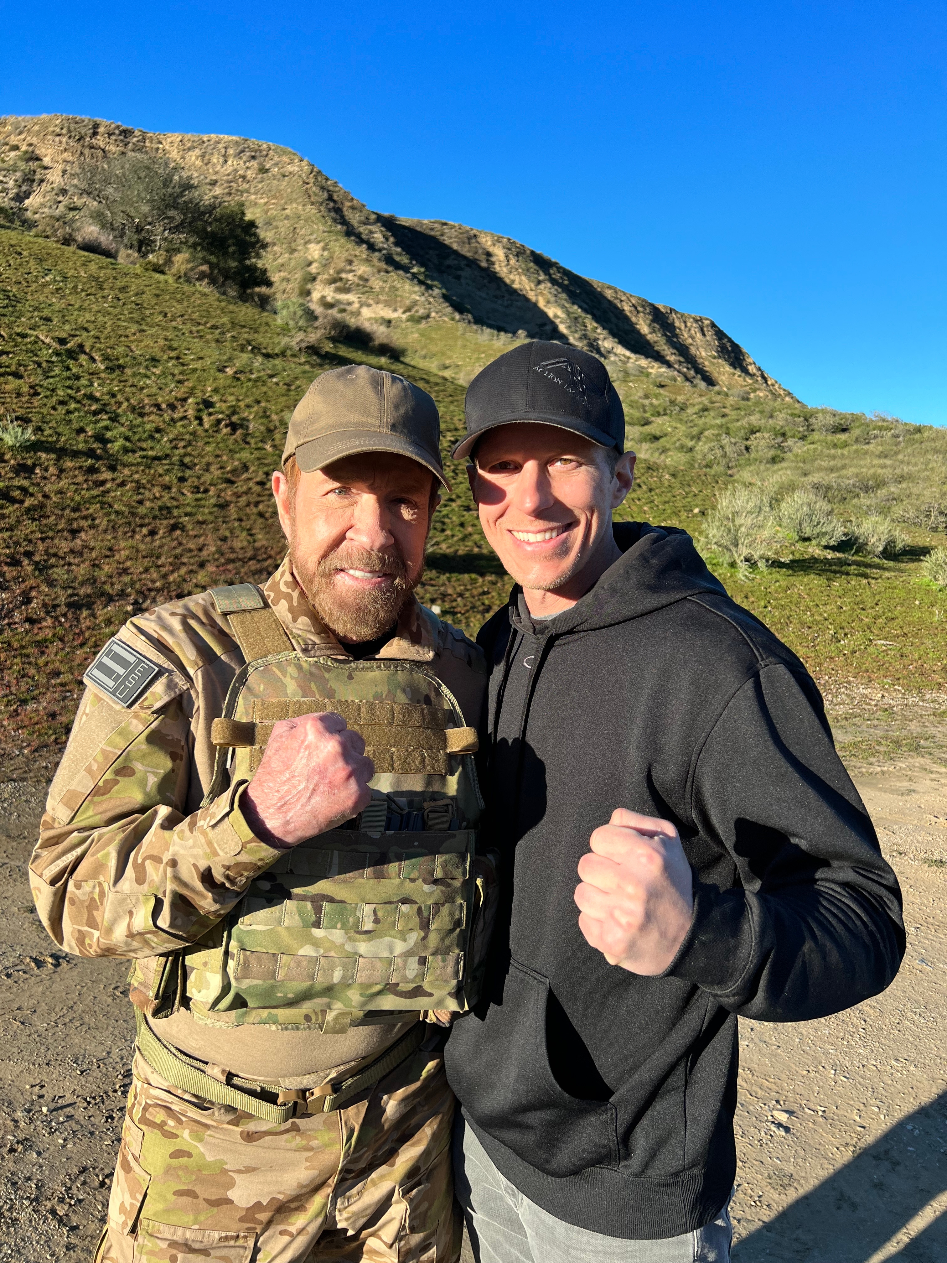 Joe Fidler and Chuck Norris onset of "Agent Recon"