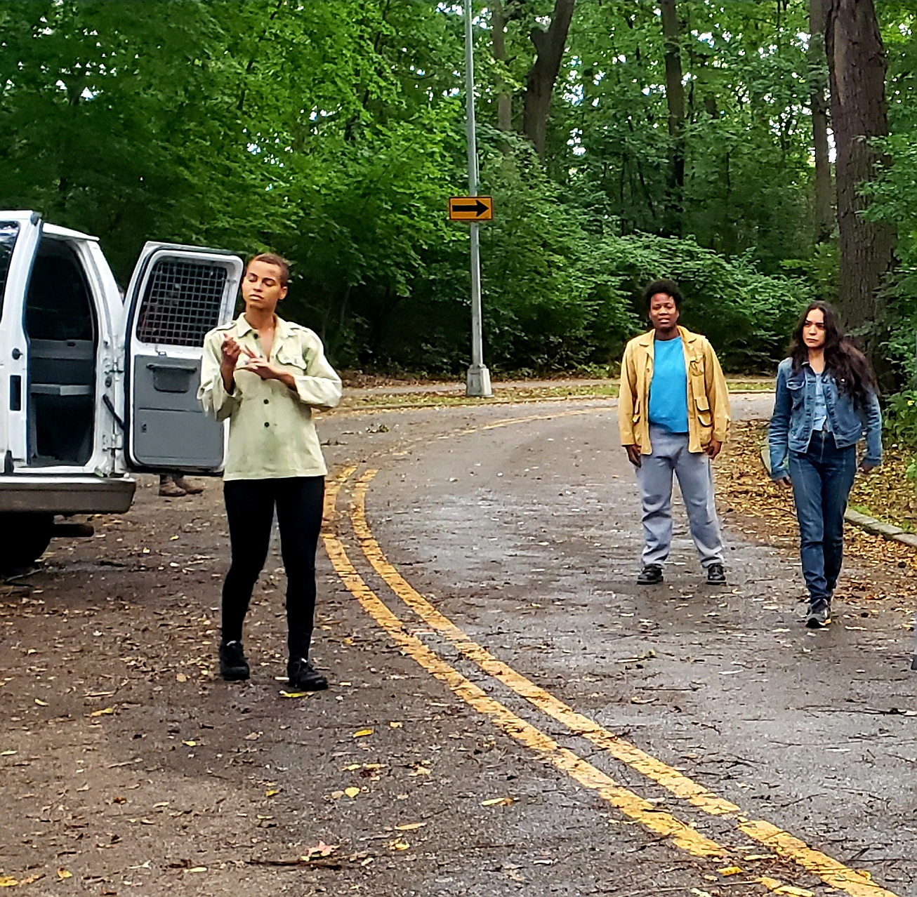 Jené with Kota Eberhardt and Anastacia McClesky: From the set of RELEASE