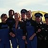 Bobcat Goldthwait, Leslie Easterbrook, David Huband, Andrew Paris, Marion Ramsey, Debralee Scott, Brian Tochi, Shawn Weatherly, and Michael Winslow in Police Academy 3: Back in Training (1986)