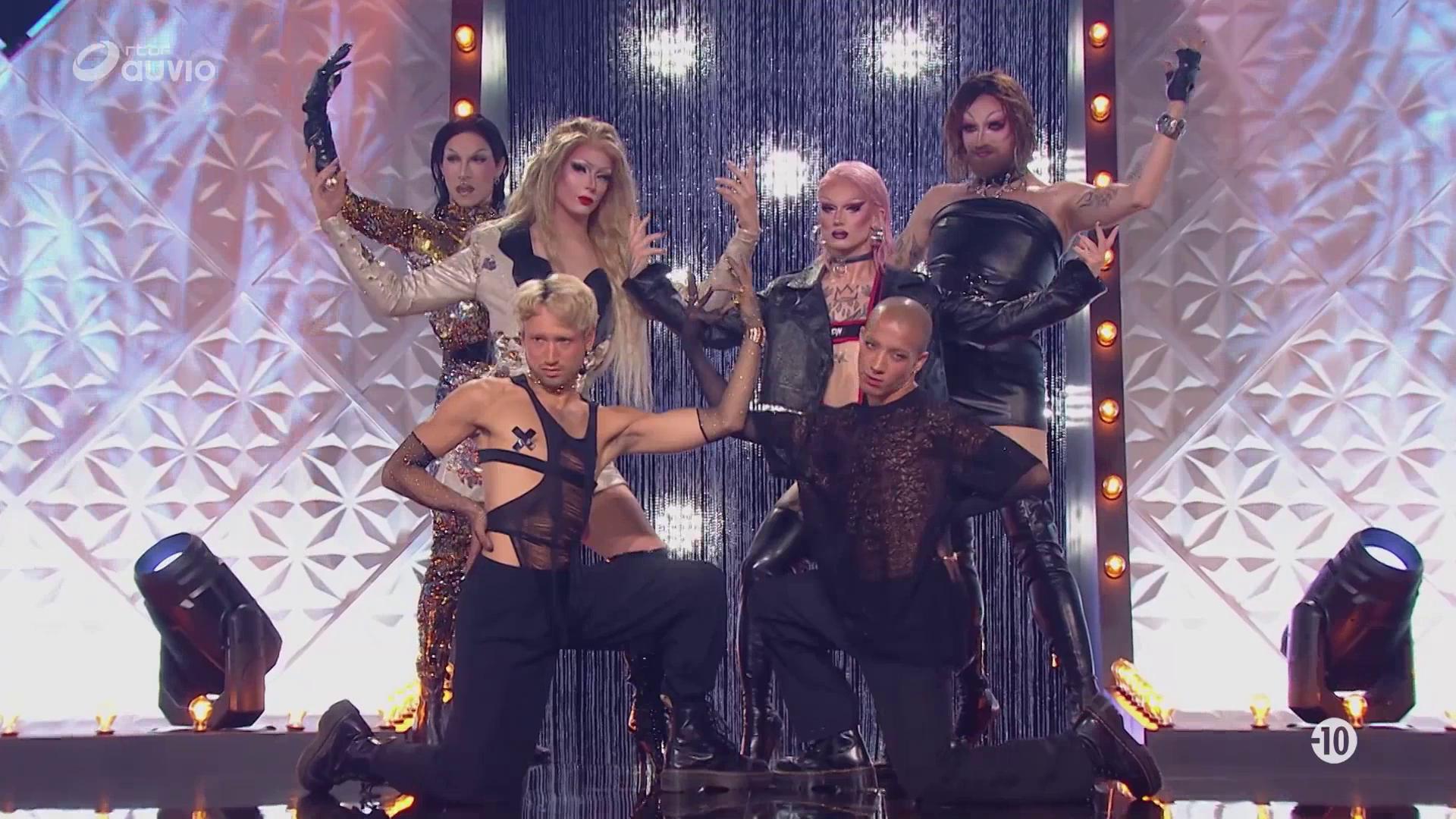 Loulou Velvet, Alvilda, Gabanna, and La Veuve in Drag Race Belgique (2023)