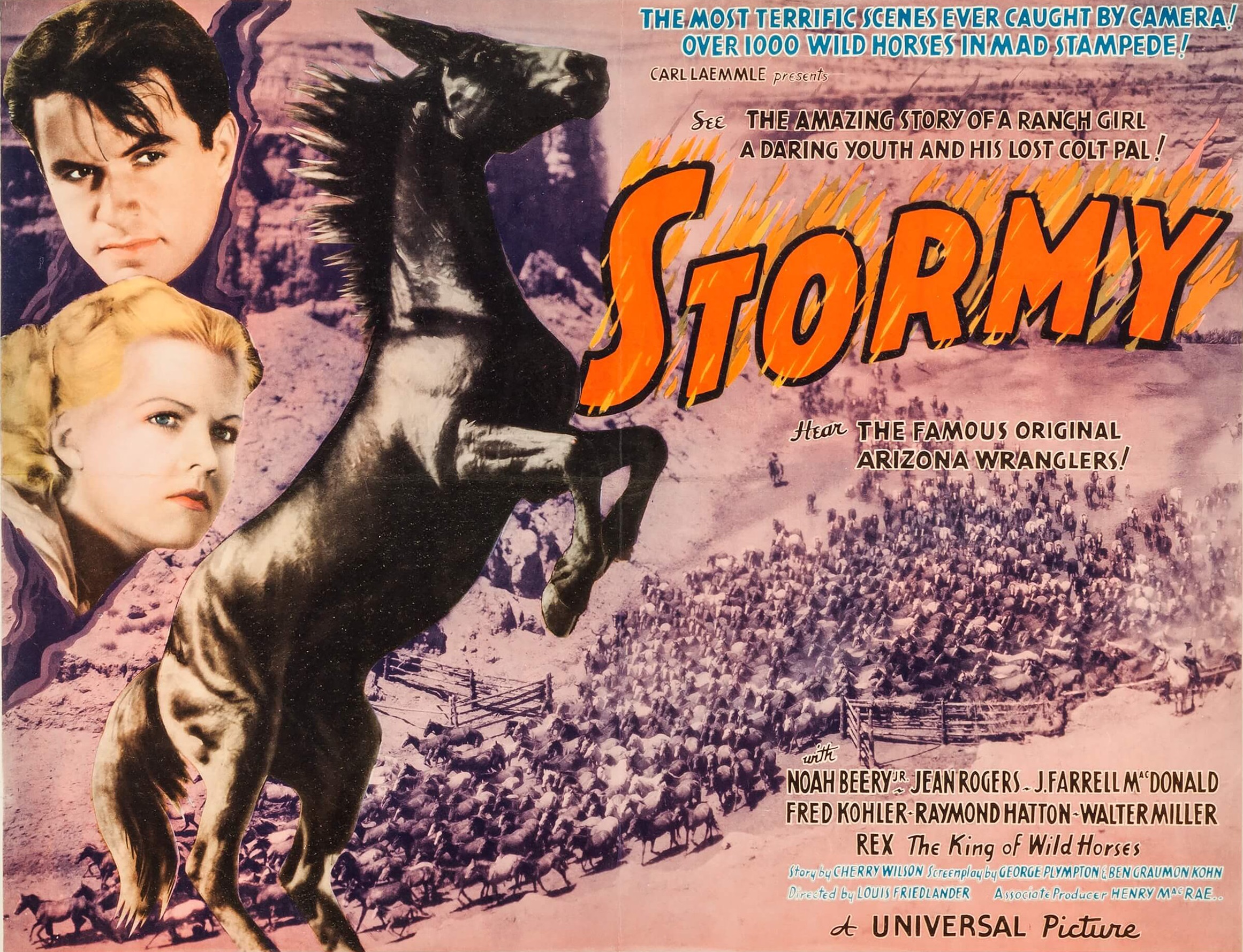 Noah Beery Jr., Jean Rogers, and Rex in Stormy (1935)