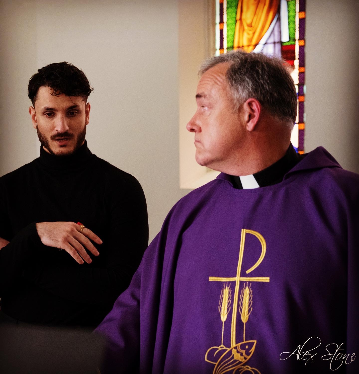 Dave Rose with Director Nate Colitto on the set of Little Altar Boy