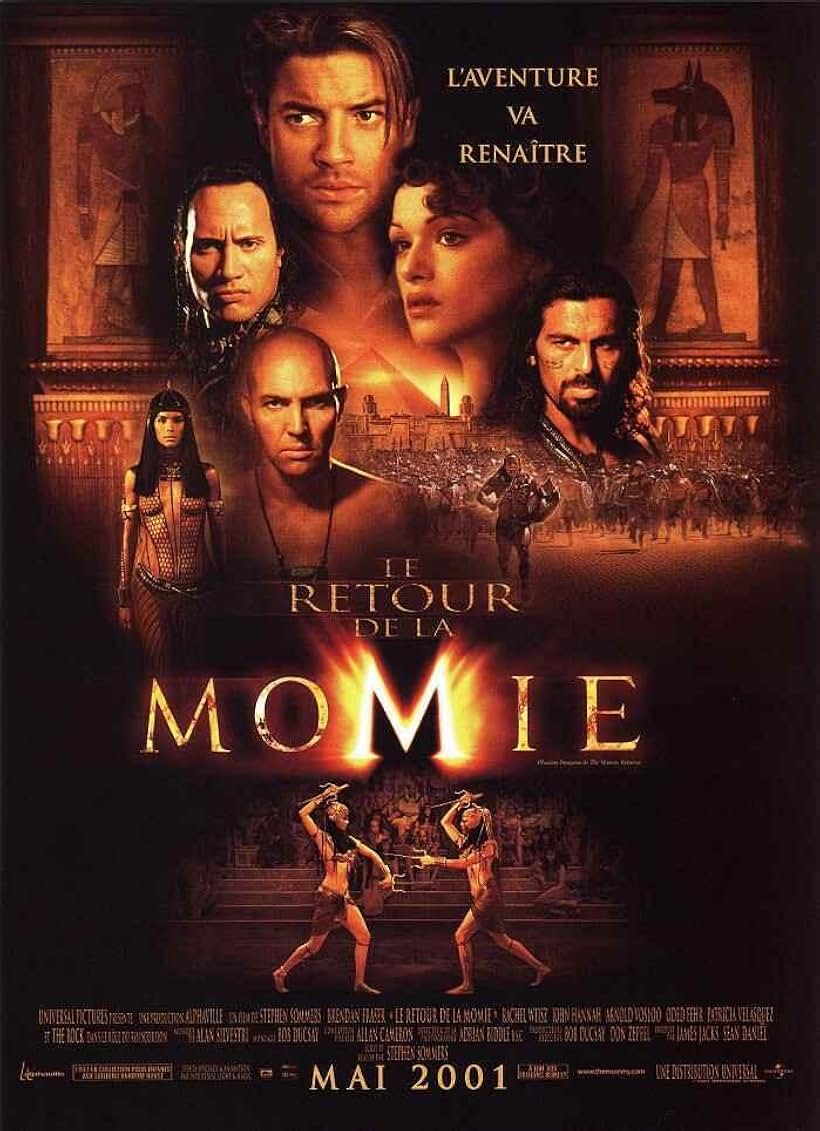 Brendan Fraser, Rachel Weisz, Oded Fehr, Dwayne Johnson, Patricia Velasquez, and Arnold Vosloo in The Mummy Returns (2001)