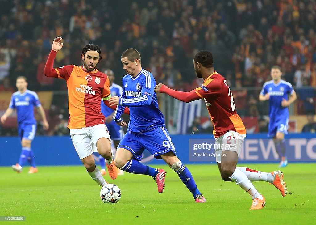 Galatasaray S.K., Fernando Torres, Chelsea F.C., Aurelien Chedjou, and Selcuk Inan in 2013-2014 UEFA Champions League (2013)