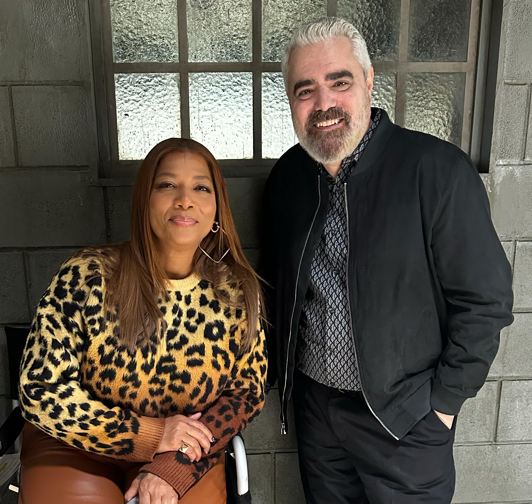 Queen Latifah and Anthony DeVito on the set of The Equalizer