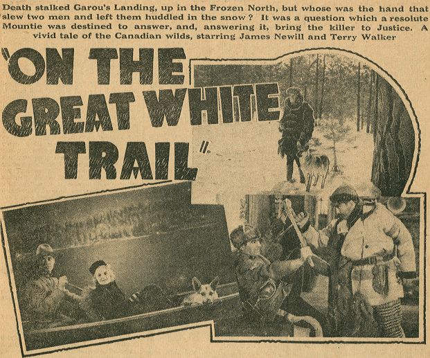 Richard Alexander, Robert Frazer, Philo McCullough, James Newill, Terry Walker, and Silver King the Dog in On the Great White Trail (1938)