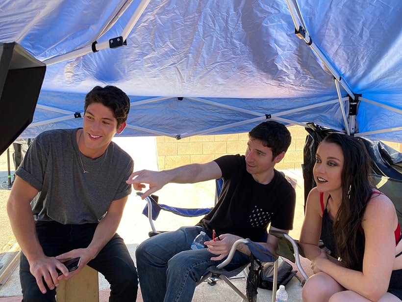 Directing actors Rahart Adams and Rachel Alig on the set of Shadows