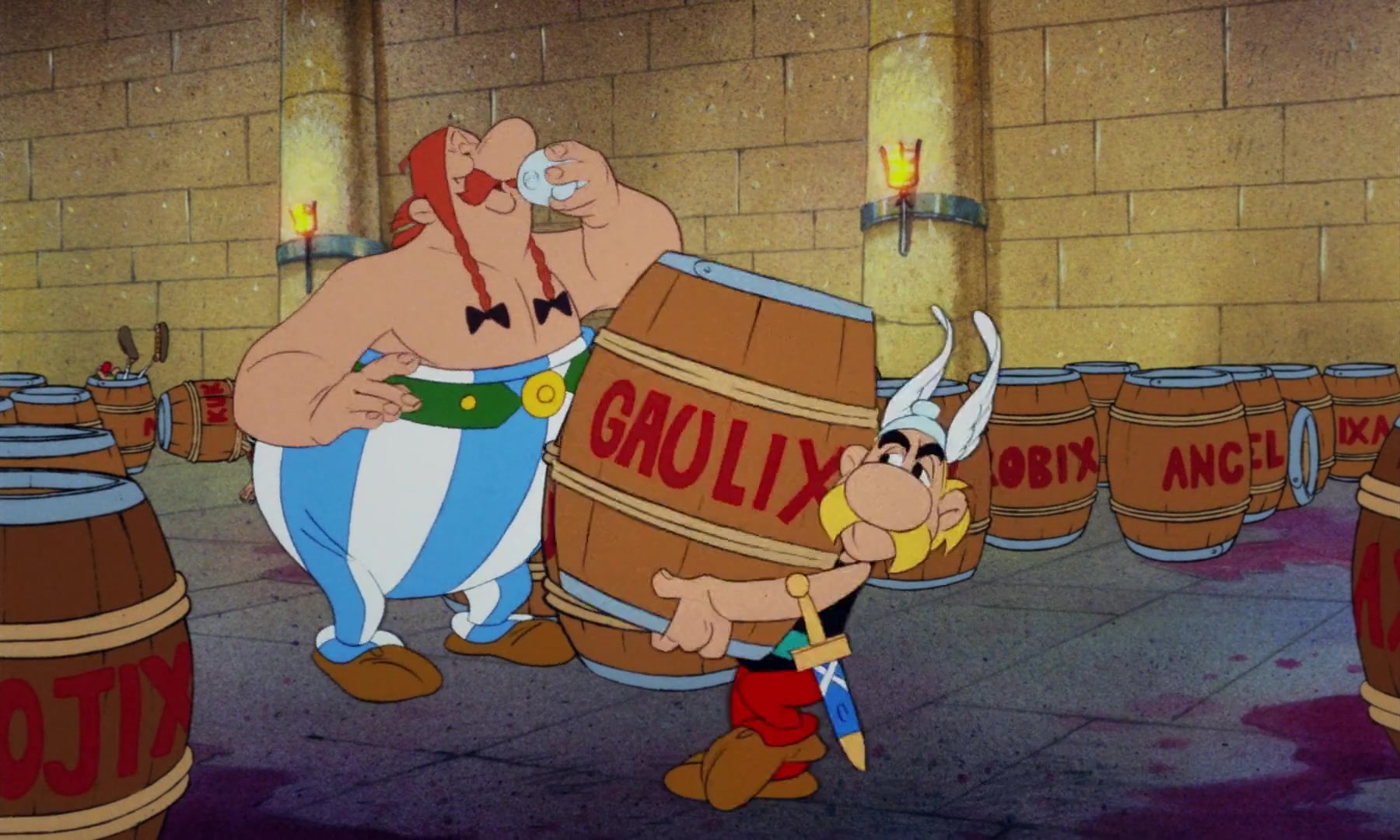 Jack Beaber, Roger Carel, Billy Kearns, and Pierre Tornade in Asterix in Britain (1986)