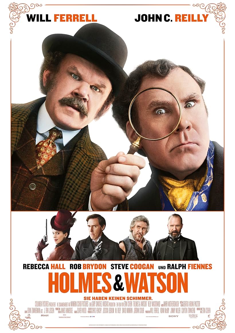 Ralph Fiennes, John C. Reilly, Will Ferrell, Rob Brydon, Steve Coogan, and Rebecca Hall in Holmes & Watson (2018)