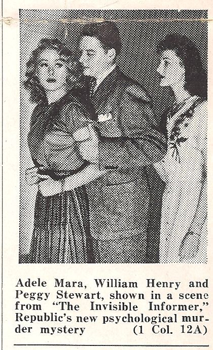 William Henry, Adele Mara, and Peggy Stewart in The Invisible Informer (1946)