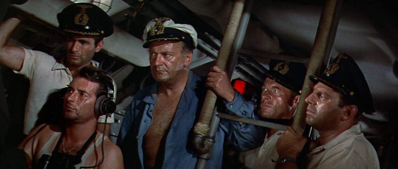 Theodore Bikel, Curd Jürgens, Kurt Kreuger, and Arthur La Ral in The Enemy Below (1957)