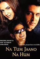 Hrithik Roshan, Esha Deol, and Saif Ali Khan in Na Tum Jaano Na Hum (2002)