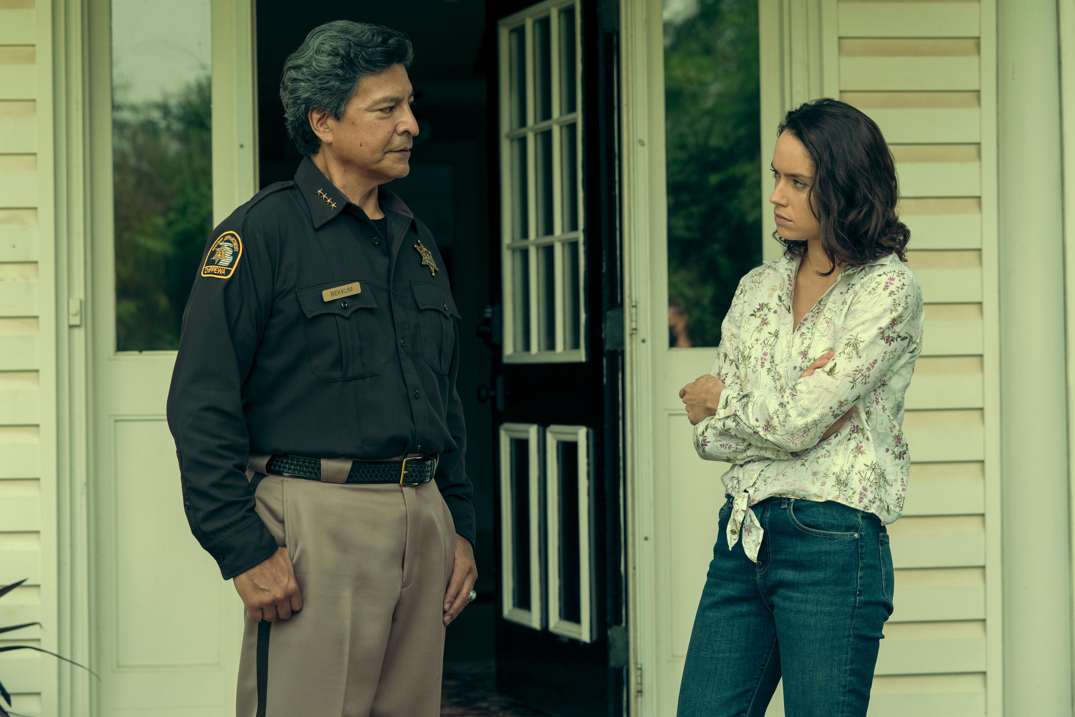 Gil Birmingham and Daisy Ridley in The Marsh King's Daughter (2023)