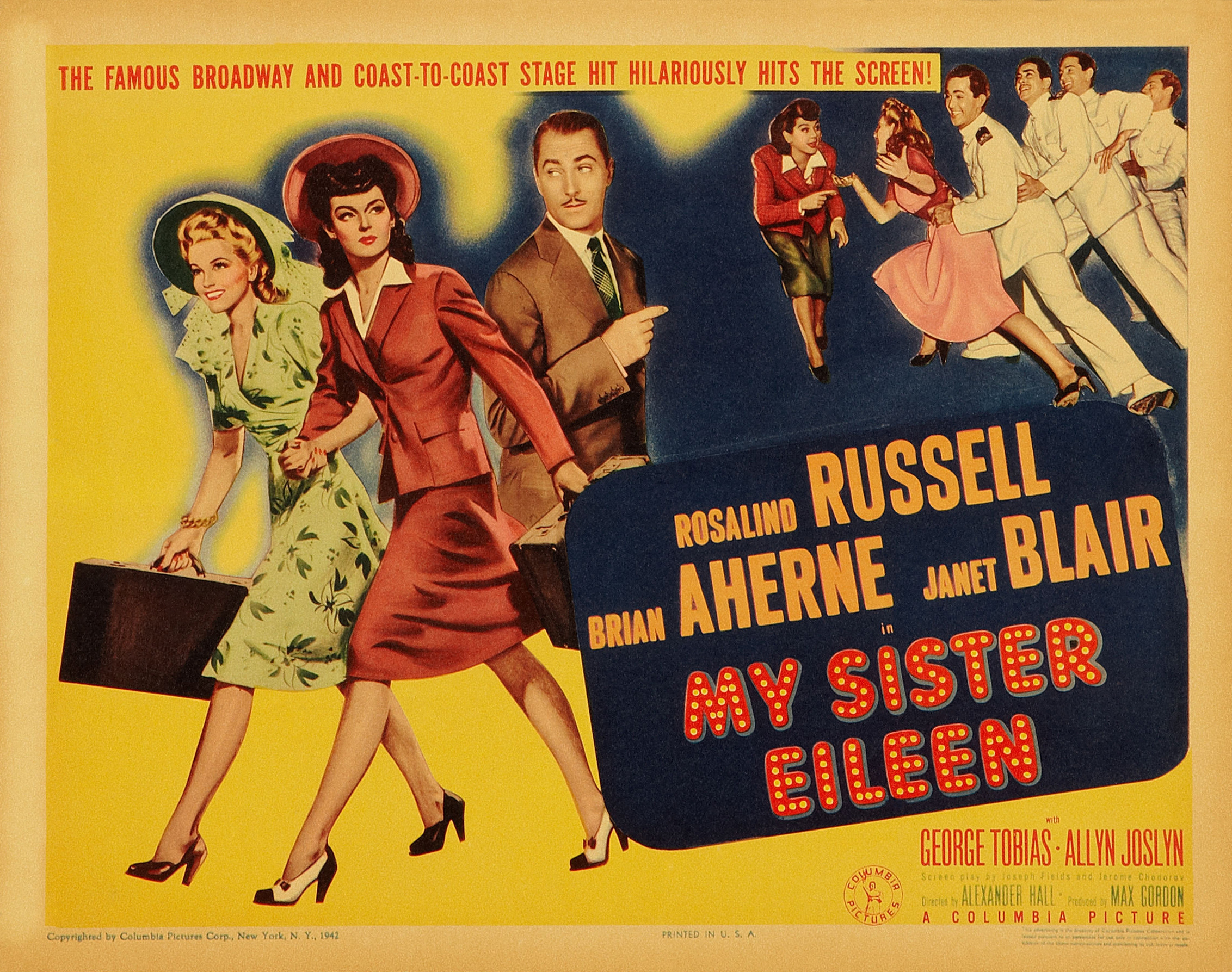 Brian Aherne, Kirk Alyn, Janet Blair, Chavo de Leon, Tom Lincir, Tito Renaldo, and Rosalind Russell in My Sister Eileen (1942)