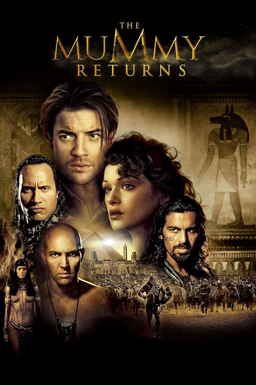 Brendan Fraser, Rachel Weisz, Oded Fehr, Dwayne Johnson, Patricia Velasquez, and Arnold Vosloo in The Mummy Returns (2001)