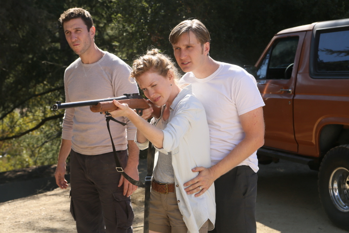 Wrenn Schmidt, Aaron Staton and Pablo Schreiber in Preservation