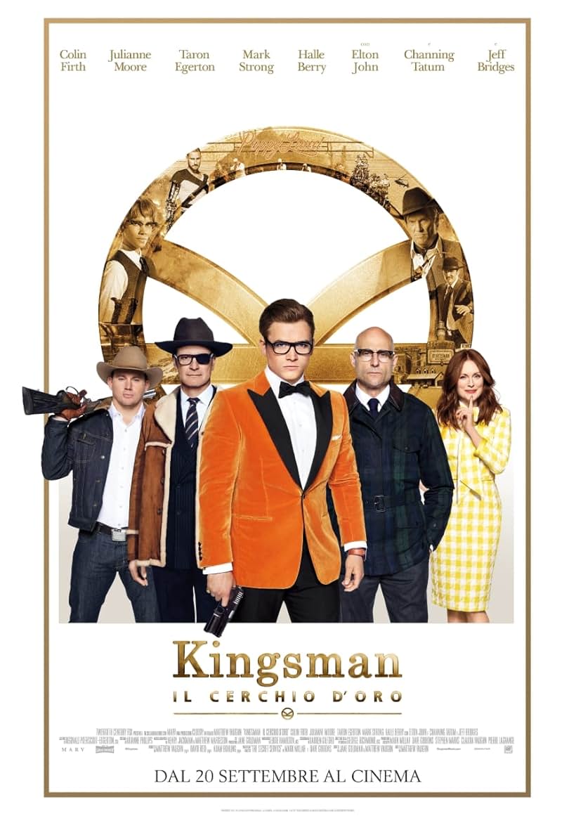 Colin Firth, Julianne Moore, Mark Strong, Channing Tatum, and Taron Egerton in Kingsman: The Golden Circle (2017)